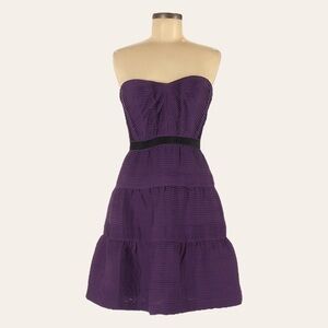 BCBGMaxAzria Grape Chiffon Strapless Tiered Cocktail Dress Size 8